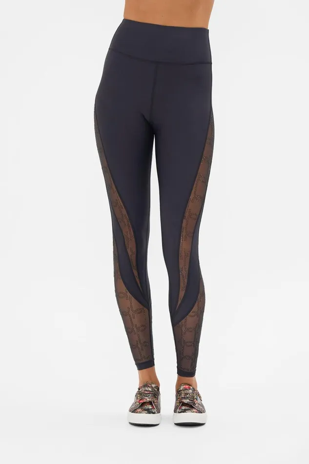 MESH INSERT LEGGING SOLID BLACK Solid Black Womens Camilla Bras and Underwear