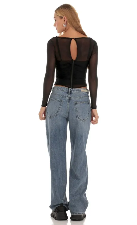 Mesh Lace Top Black Women LUCY IN THE SKY Tops Mesh Lace Top Black Women LUCY IN THE SKY Tops