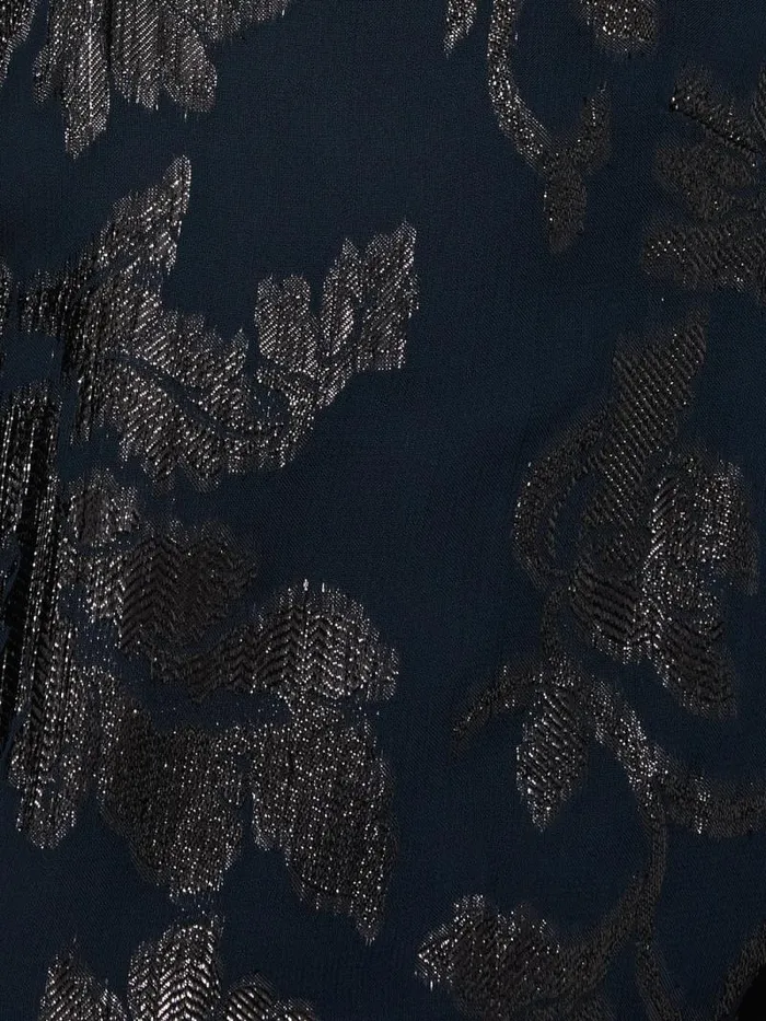 Metallic Jacquard Top Navy Women Jigsaw Shirts and Tops