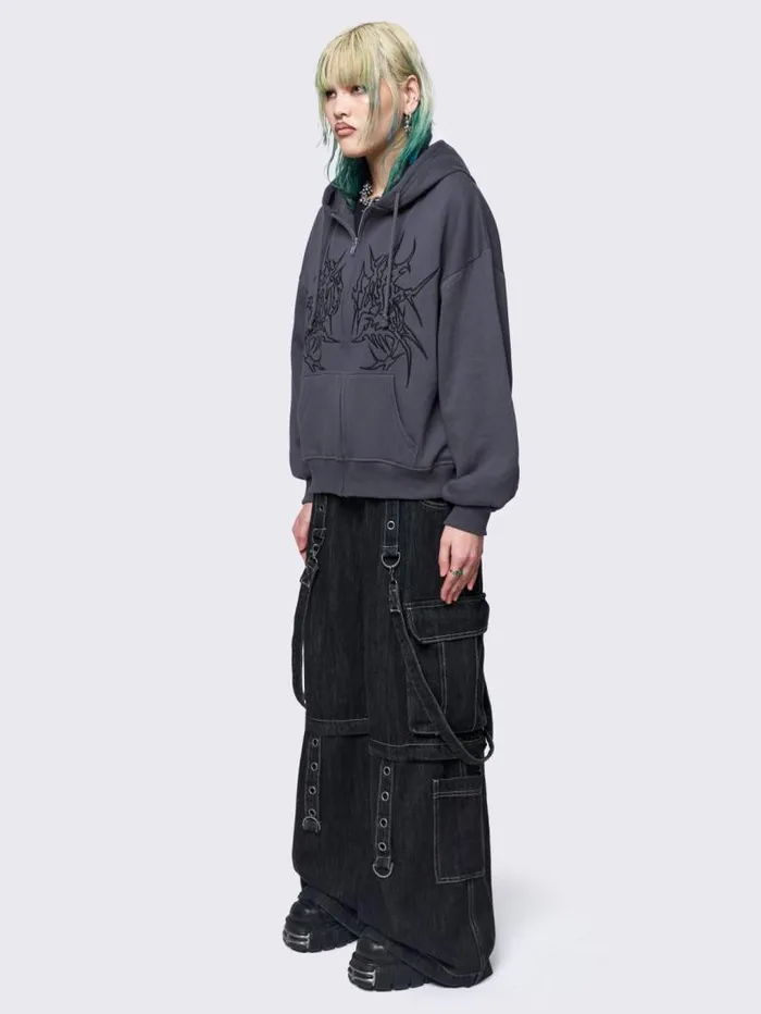 Minga Ink Grey Zip Up Hoodie Women Minga London Sweatshirts and Hoodies