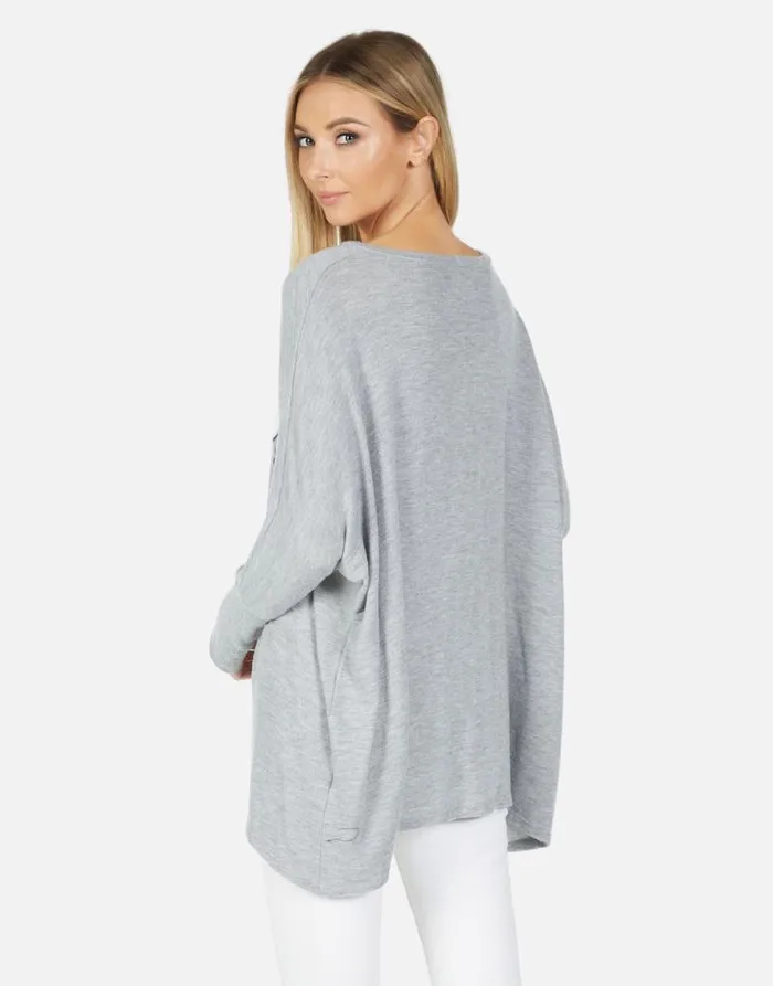 Mira Record Eye Heather Grey Women Lauren Moshi Long Sleeve