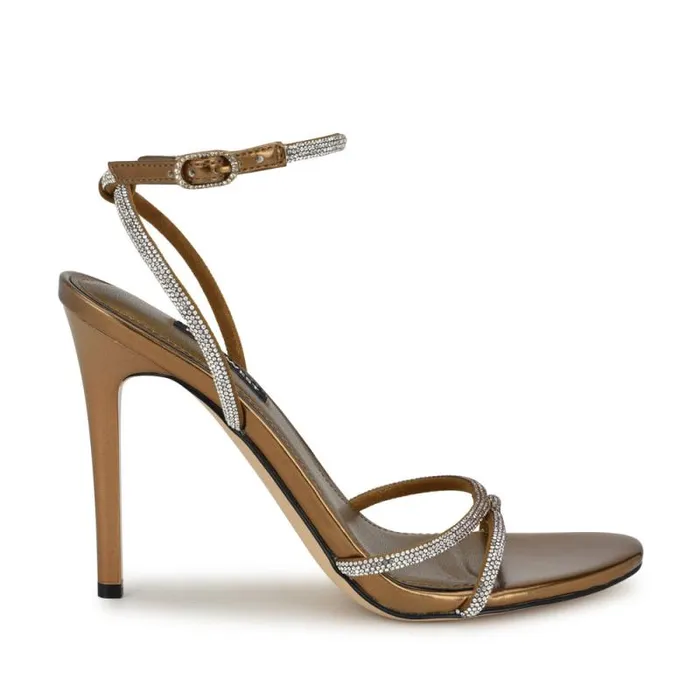 Missey Ankle Strap Sandals Bronze Women Nine West Sandals