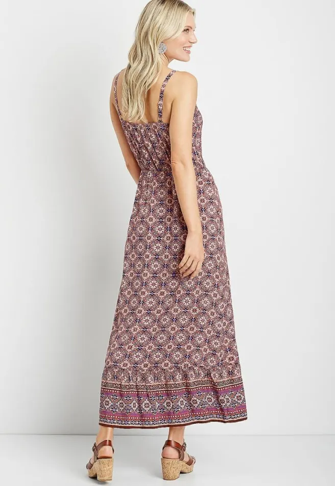 Mixed Print Surplice Maxi Dress Women Maurices Dresses and Jumpsuits