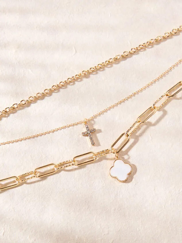 Mother Of Pearl Clover Layered Necklace Gold Women Altar039d State Necklaces Mother Of Pearl Clover Layered Necklace Gold Women Altar039d State Necklaces