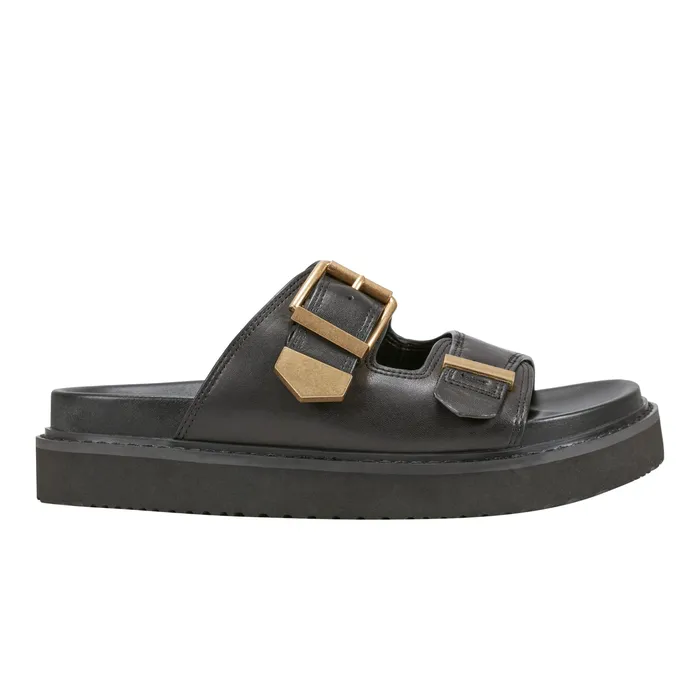 Mules and Slides Amirra Buckle Slide Sandal Black Leather 8211 Marc Fisher Women