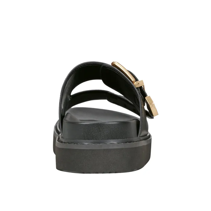 Mules and Slides Amirra Buckle Slide Sandal Black Leather 8211 Marc Fisher Women