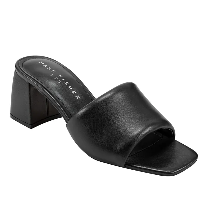 Mules and Slides Marc Fisher Women Nombra Block Heel Slide Sandal Black