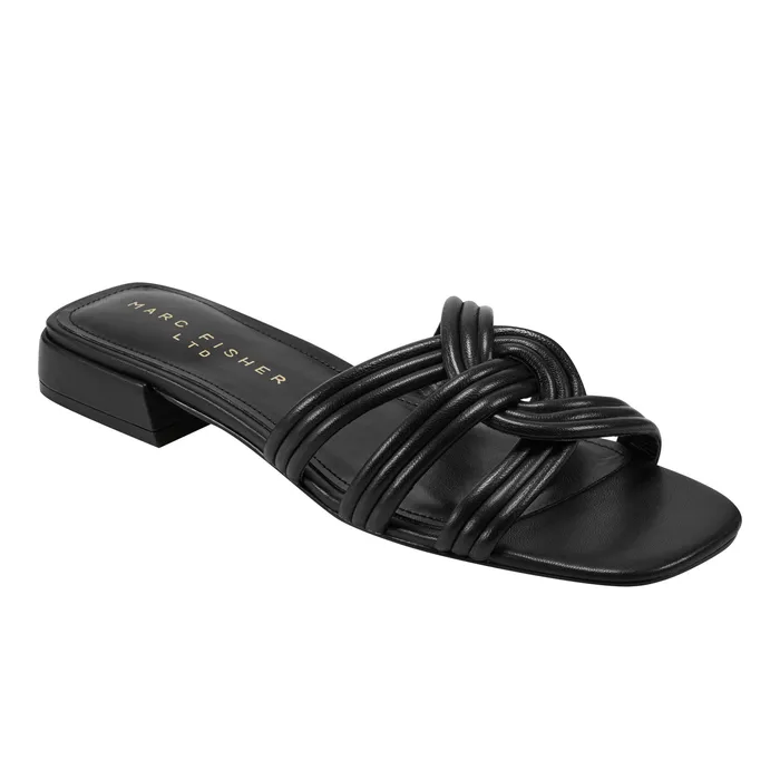 Mules and Slides Women Casara Slide Sandal Black Leather Marc Fisher
