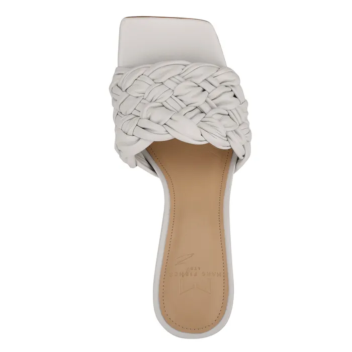 Mules and Slides Women Draya Square Toe Slide White Leather Marc Fisher