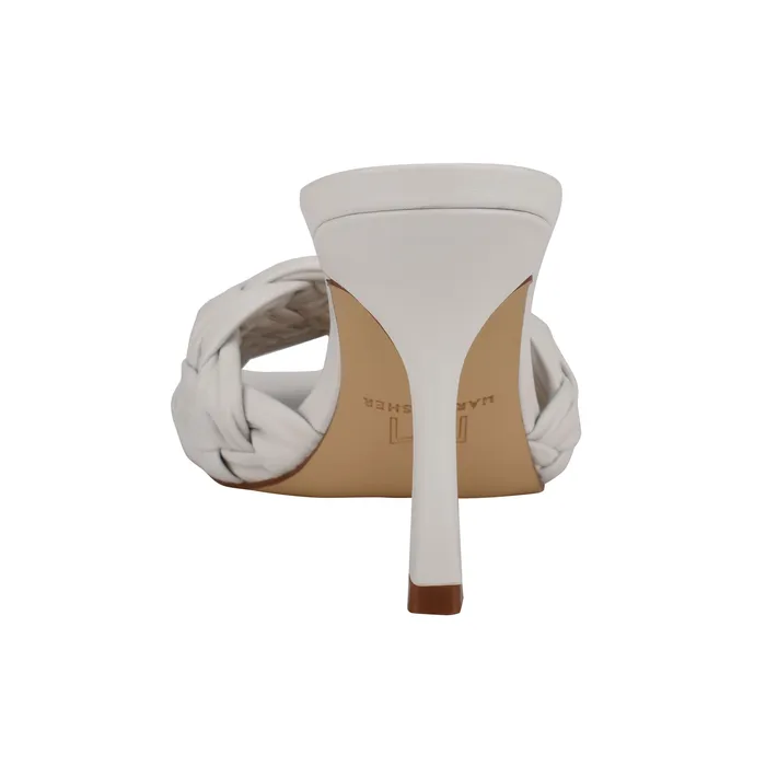 Mules and Slides Women Draya Square Toe Slide White Leather Marc Fisher