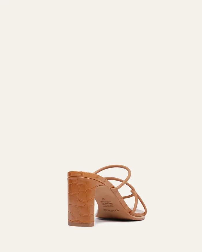 MULES Women Novi mid heel sandals tan leather jomercer MULES Women Novi mid heel sandals tan leather jomercer