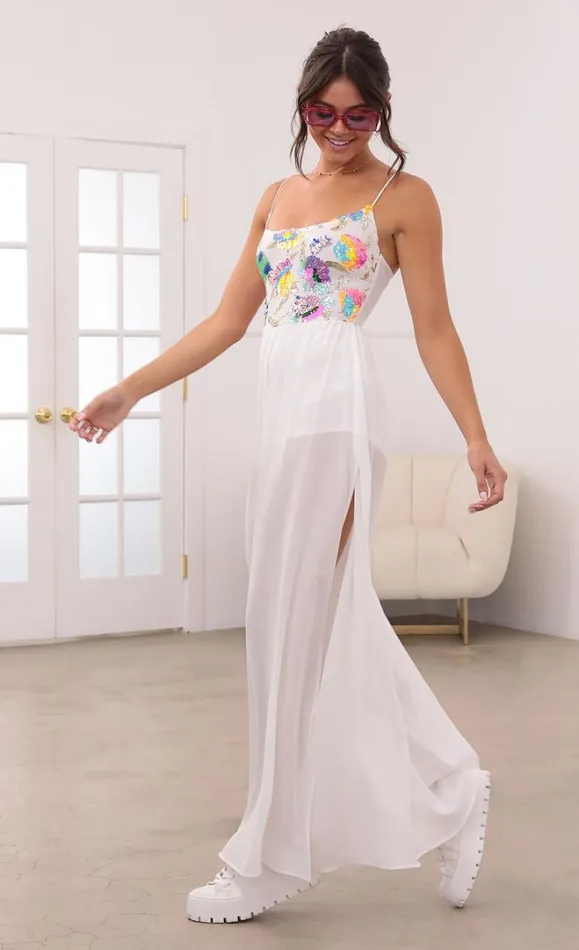 Multicolor Sequin Jumpsuit White Women LUCY IN THE SKY Jumpsuits