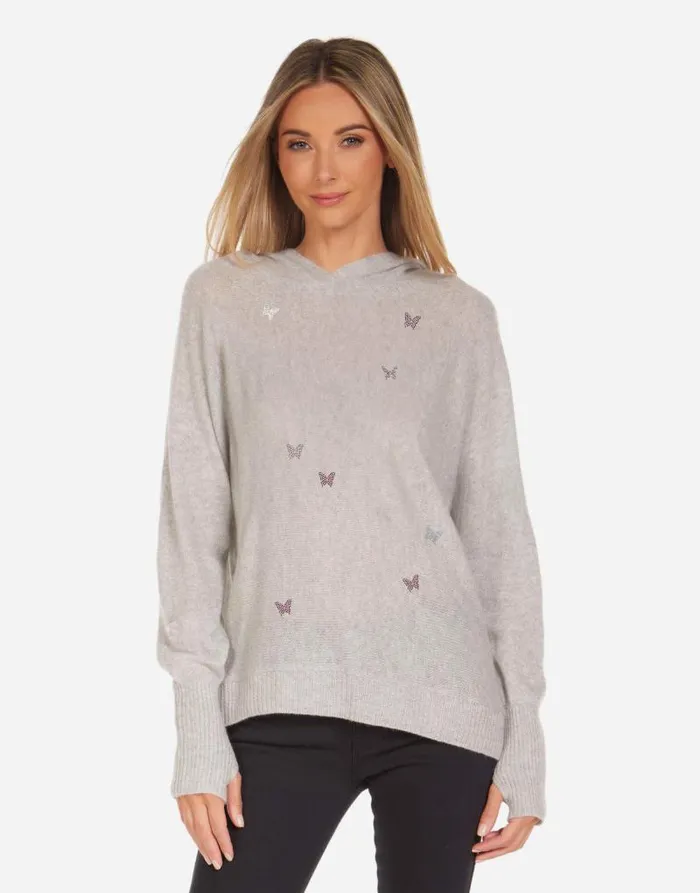 Namiko X Crystal Butterflies Heather Grey Women Lauren Moshi Hoodies
