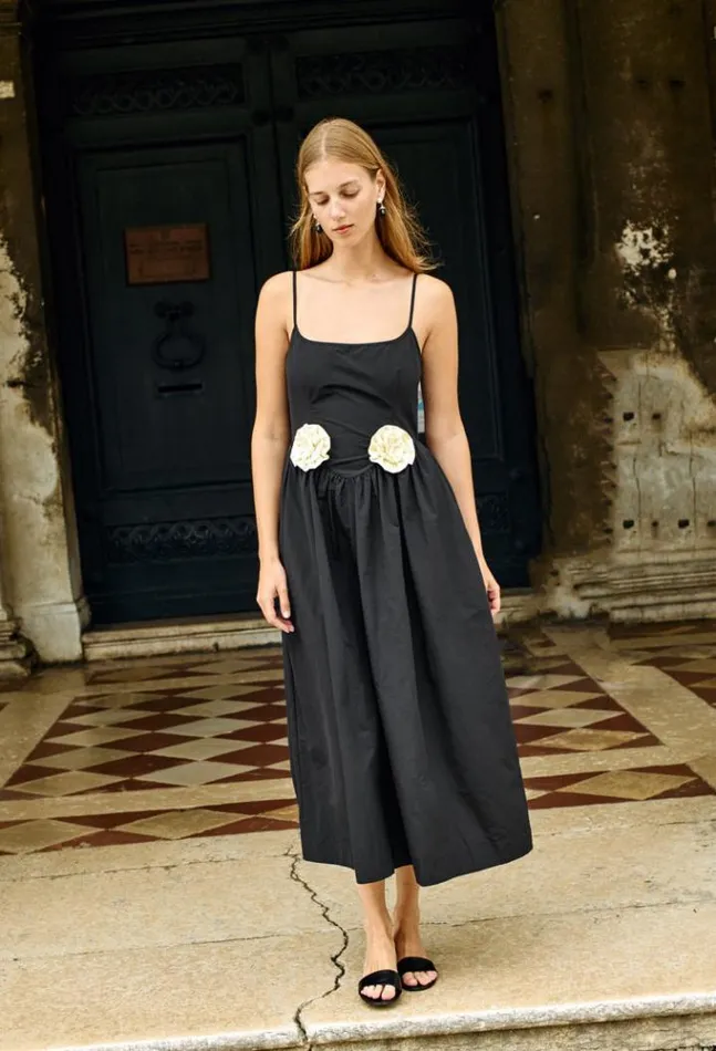 Neroni Dress Black Rosette Women Ciao Lucia Black Dresses