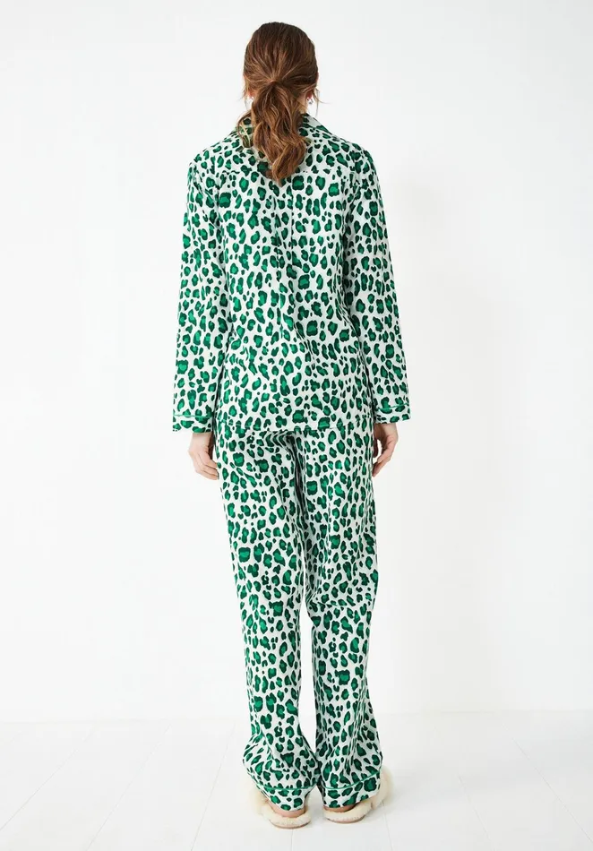 Nightwear Women Hush Elsa Printed Cotton Pyjamas Leopardgreen Shadow