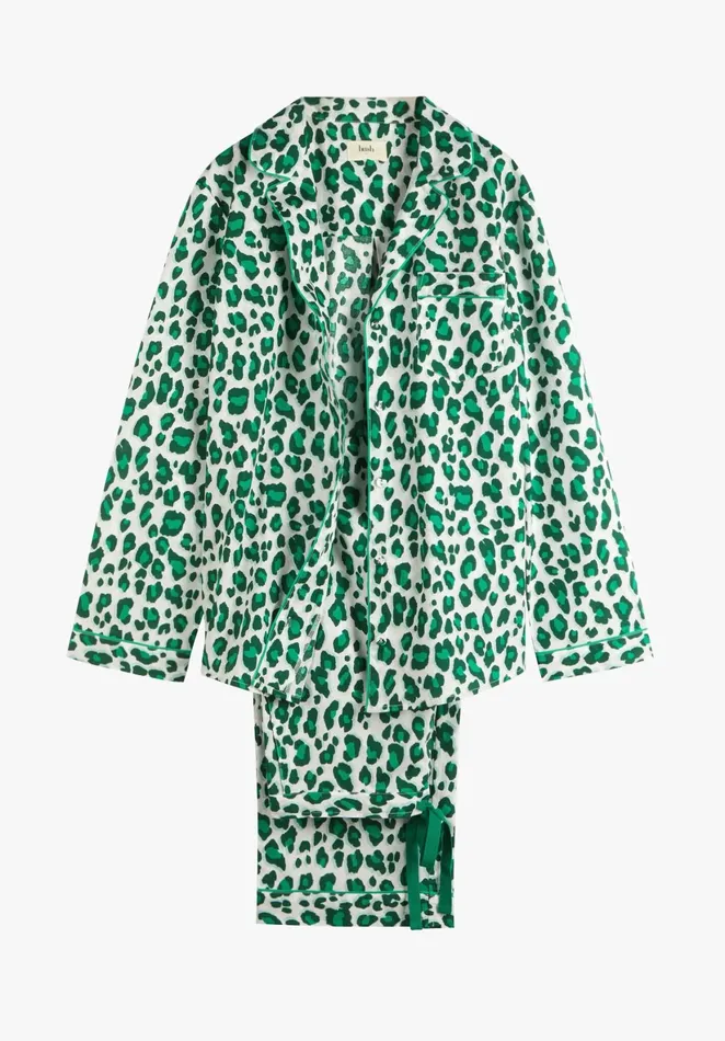 Nightwear Women Hush Elsa Printed Cotton Pyjamas Leopardgreen Shadow