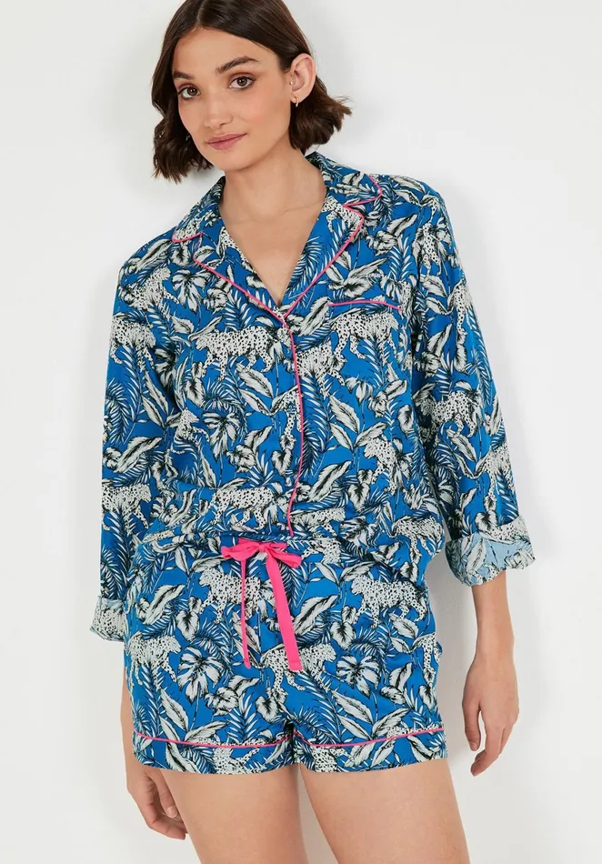 Nightwear Women Hush Elsa Printed Short Pyjamas Jungle Leopardblue