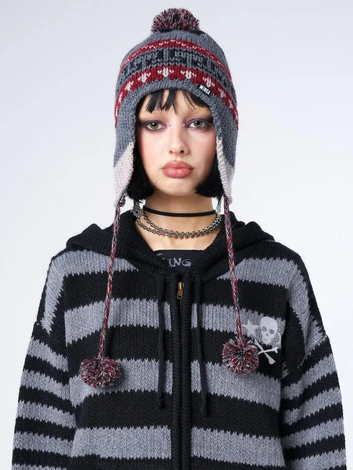 Noah Patterned Tie Knit Hat Women Minga London Hats and Hair Pieces