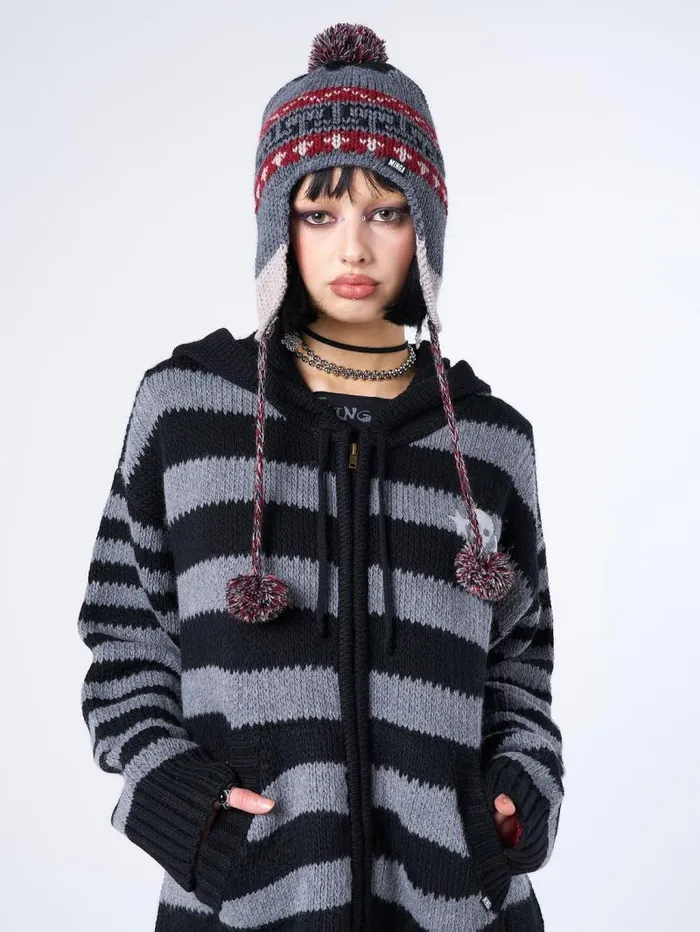 Noah Patterned Tie Knit Hat Women Minga London Hats and Hair Pieces