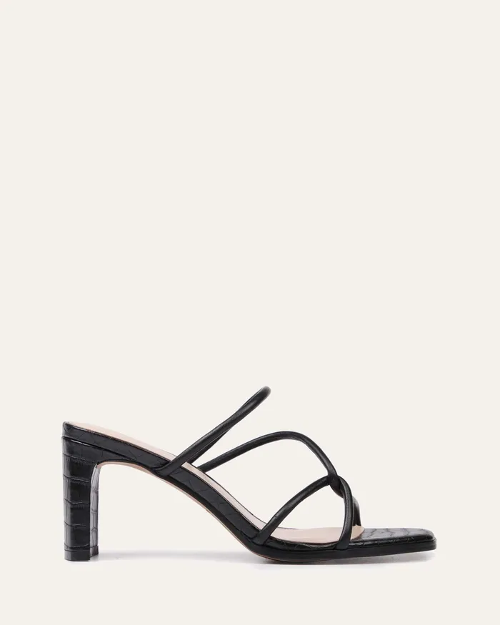 Novi mid heel sandals black leather MID SANDALS jomercer Women