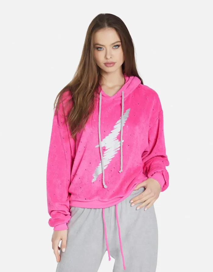 Nurys Scribble Lightning Bright Pink Silver Women Lauren Moshi Hoodies