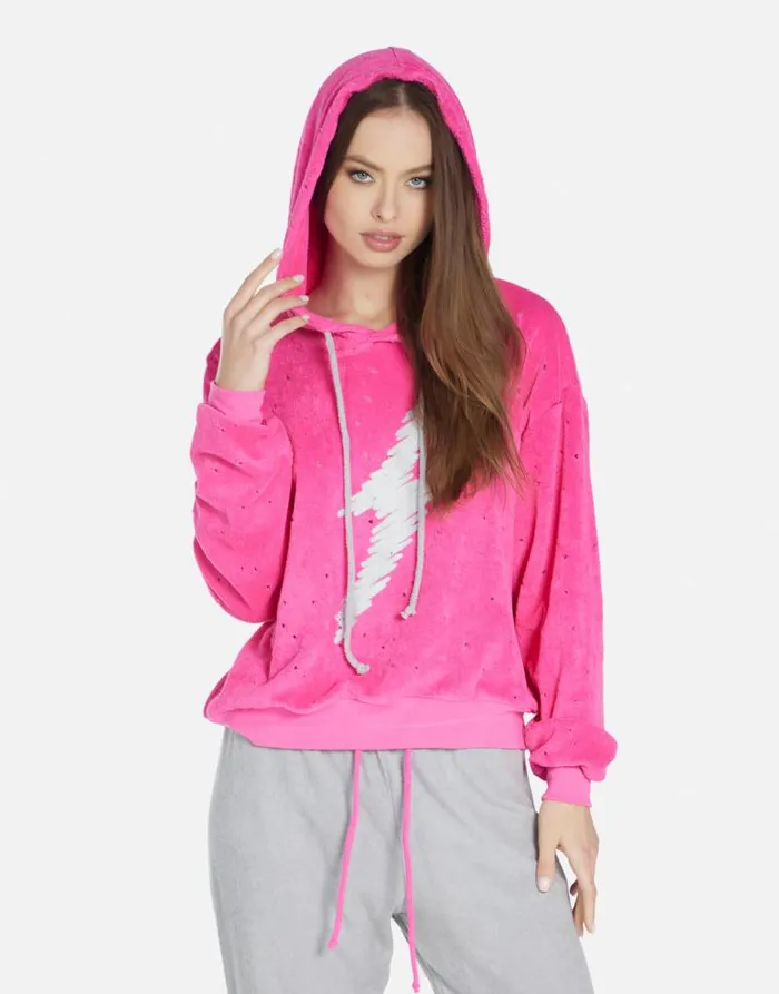 Nurys Scribble Lightning Bright Pink Silver Women Lauren Moshi Hoodies