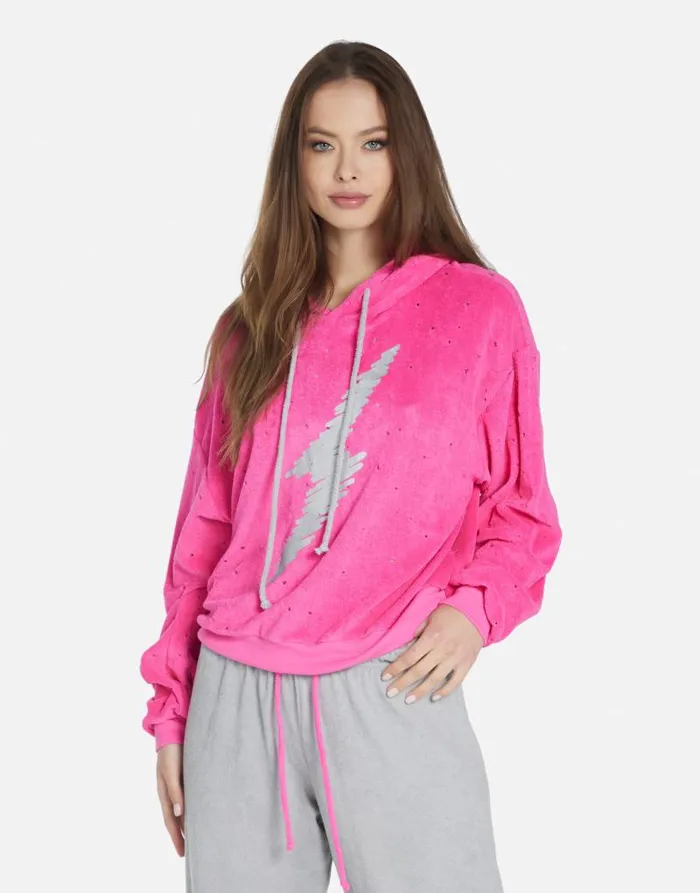Nurys Scribble Lightning Bright Pink Silver Women Lauren Moshi Hoodies