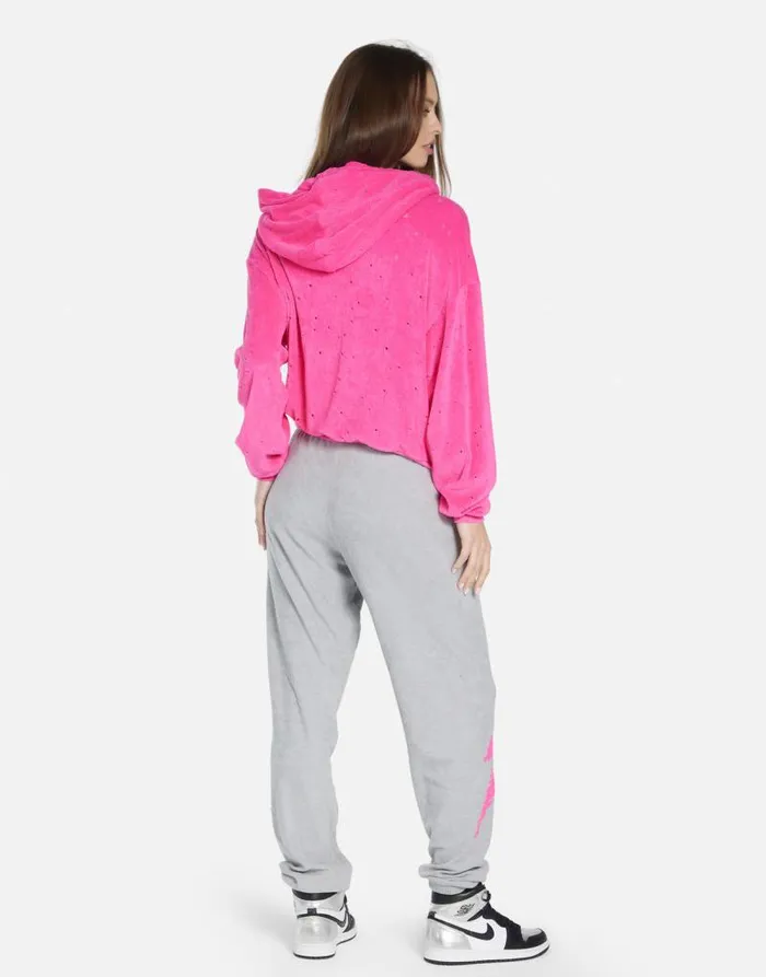 Nurys Scribble Lightning Bright Pink Silver Women Lauren Moshi Hoodies