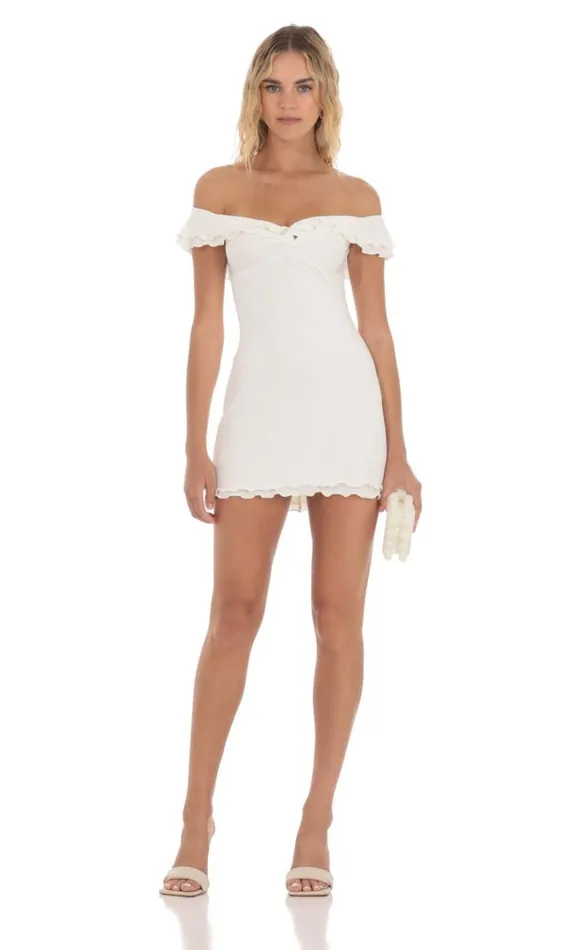 Off Shoulder Twist Dress White Women LUCY IN THE SKY Mini Dresses