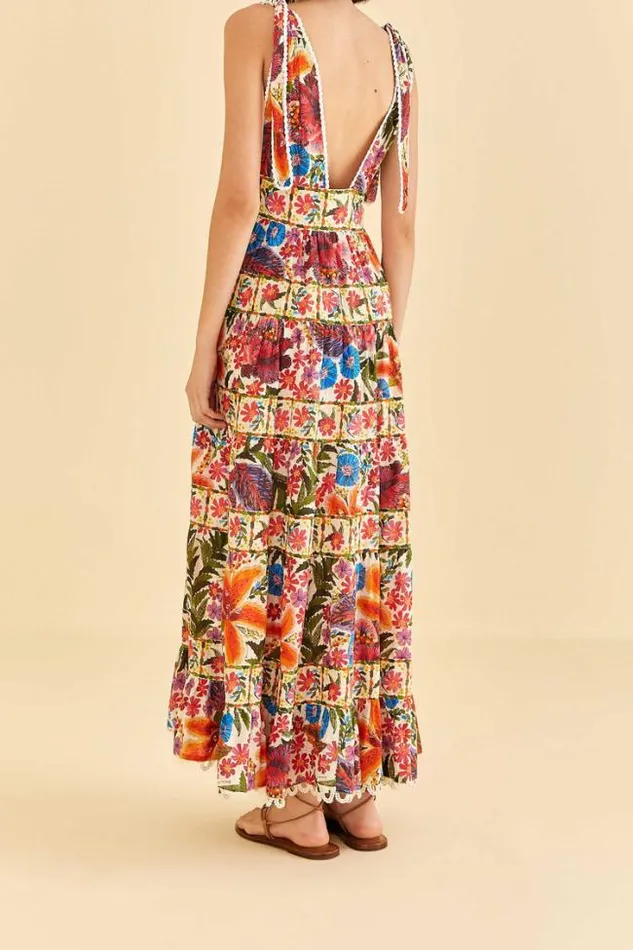 OffWhite Tropical Yard Sleeveless Midi Dress Women FARM Rio Midi Dresses