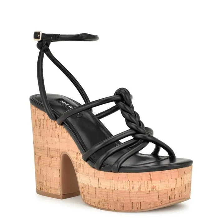 Olander Knotted Platform Sandals Black Women Nine West Sandals Olander Knotted Platform Sandals Black Women Nine West Sandals