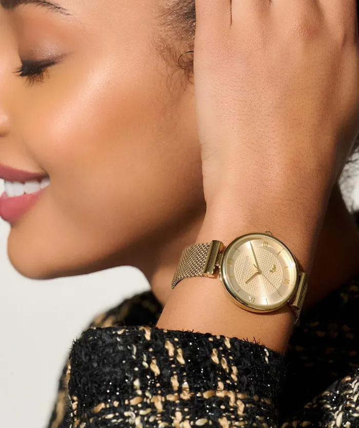 Olivia Burton Bee Watches Women 36mm Minima Bee TBar Gold Mesh Watch