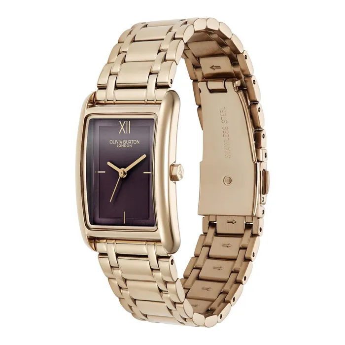 Olivia Burton Classic Watches Women 23mm Grove Midnight Plum and Rose Gold Bracelet Watch