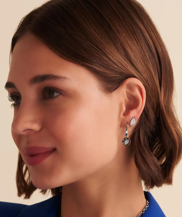 Olivia Burton Earrings Women Celestial Sun Silver Tone Hoop Earrings