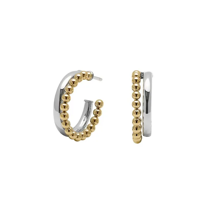 Olivia Burton Earrings Women Vintage Bead Two Tone Silver and Gold Earrings