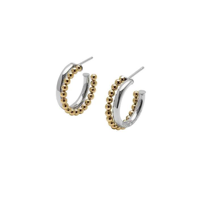 Olivia Burton Earrings Women Vintage Bead Two Tone Silver and Gold Earrings