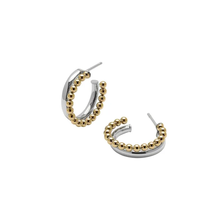 Olivia Burton Earrings Women Vintage Bead Two Tone Silver and Gold Earrings