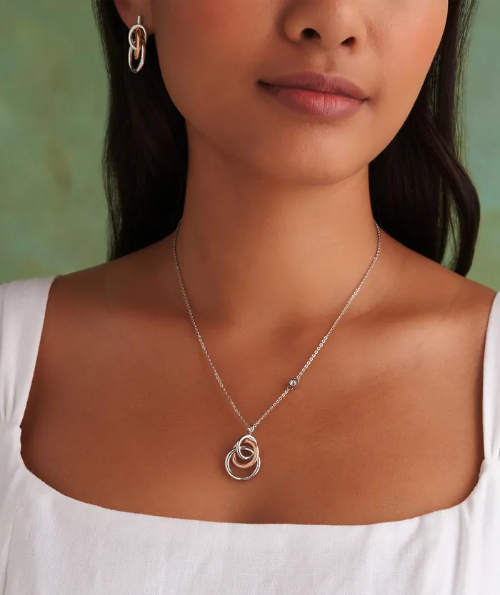 Olivia Burton Necklaces Women Encircle Silver and Rose Gold Plated Pendant Necklace
