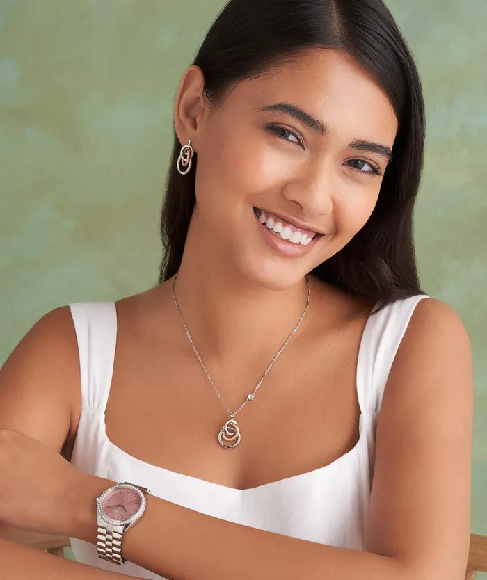 Olivia Burton Necklaces Women Encircle Silver and Rose Gold Plated Pendant Necklace