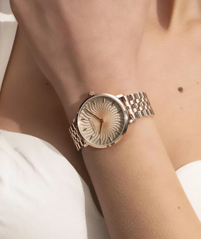 Olivia Burton Signature Watches Women 35mm Radiant Sun Ombre and Rose Gold Bracelet Watch