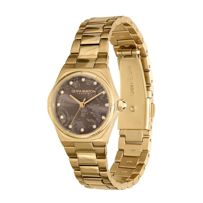 Olivia Burton Sports Luxe Watches Women 28mm Mini Hexa Mushroom and Gold Bracelet Watch