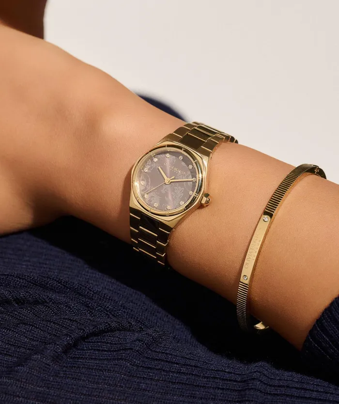 Olivia Burton Sports Luxe Watches Women 28mm Mini Hexa Mushroom and Gold Bracelet Watch