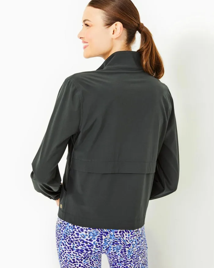 Outerwear Women Lilly Pulitzer UPF 50 Luxletic Cocos Performance Jacket Onyx