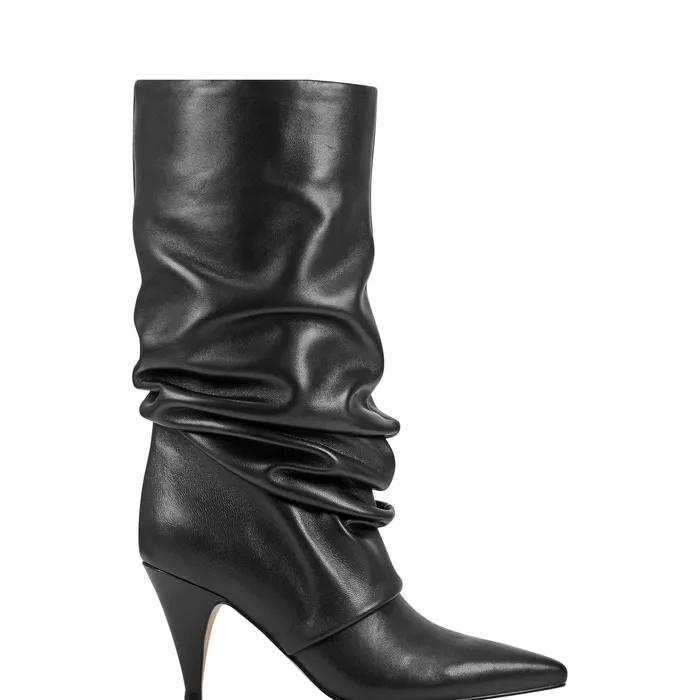 Paityn Scrunch Dress Boot Black Leather Dress Boots Marc Fisher Women