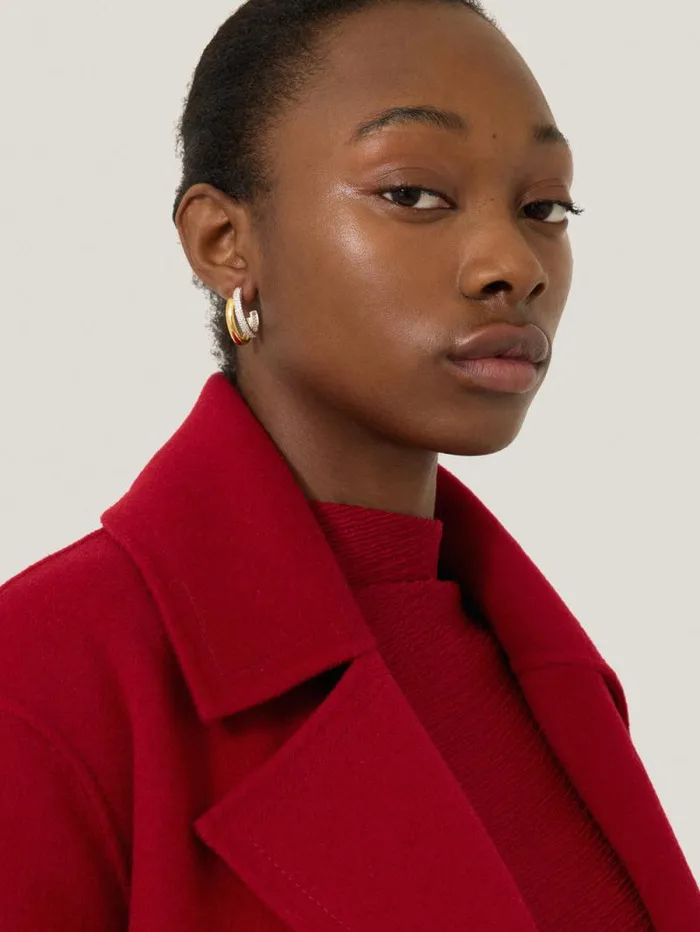 Pave Double Hoop Earring Gold Women Jigsaw Party