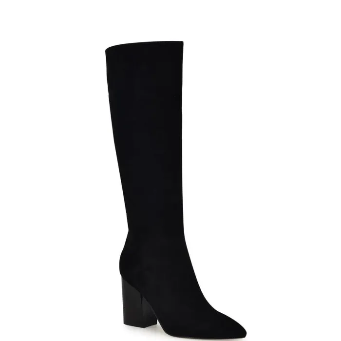 Peachey Heeled Boots Black Suede Women Nine West Boots and Booties Peachey Heeled Boots Black Suede Women Nine West Boots and Booties