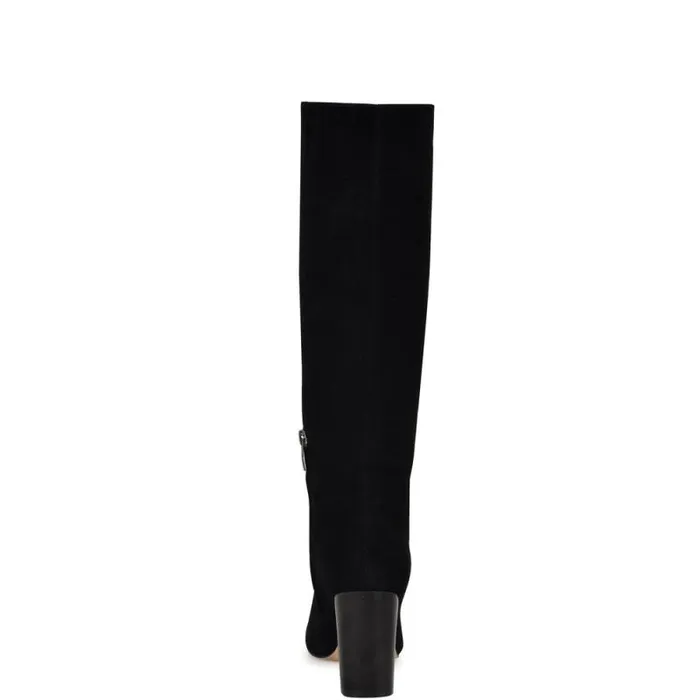 Peachey Heeled Boots Black Suede Women Nine West Boots and Booties Peachey Heeled Boots Black Suede Women Nine West Boots and Booties