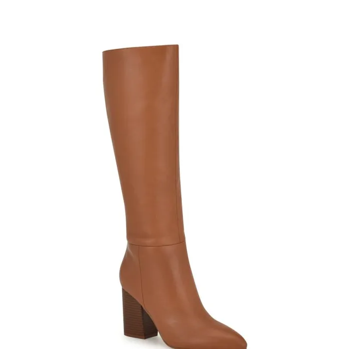 Peachey Heeled Boots Natural Leather Women Nine West Heels Peachey Heeled Boots Natural Leather Women Nine West Heels