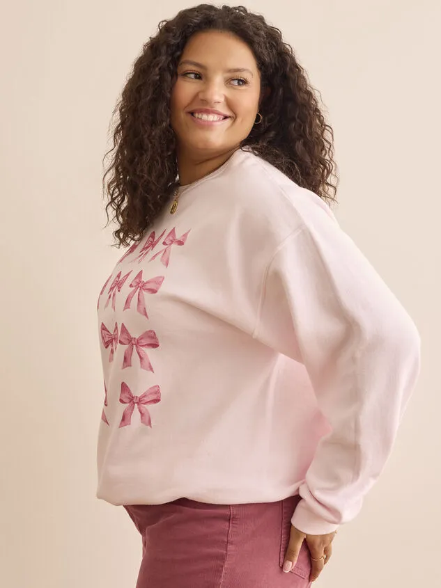 Pink Bow Graphic Sweatshirt Pink Women Altar039d State Tops Pink Bow Graphic Sweatshirt Pink Women Altar039d State Tops