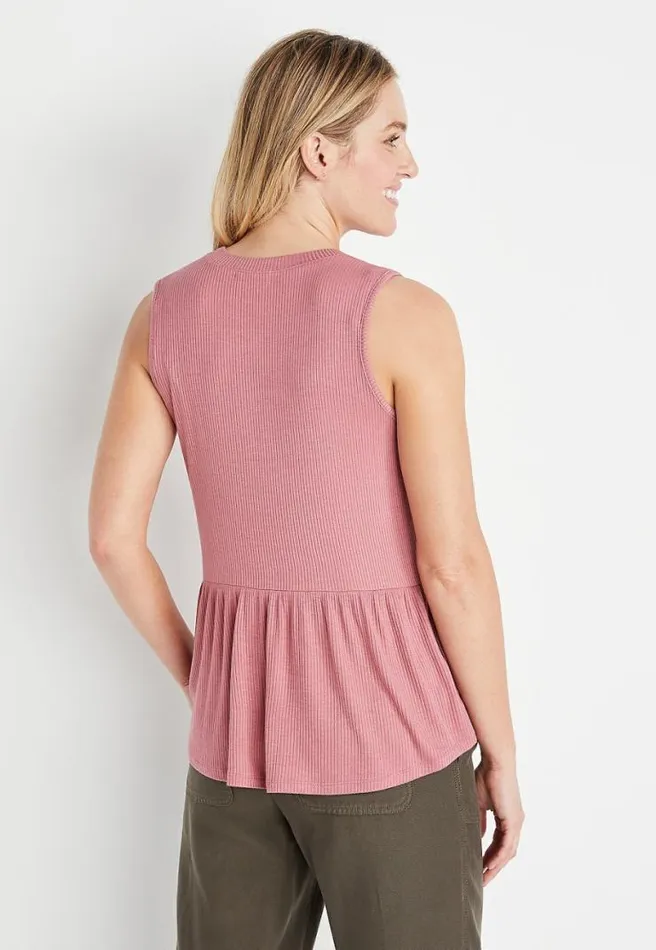 Pink Cut Out Neck Peplum Tank Top Women Maurices Tops